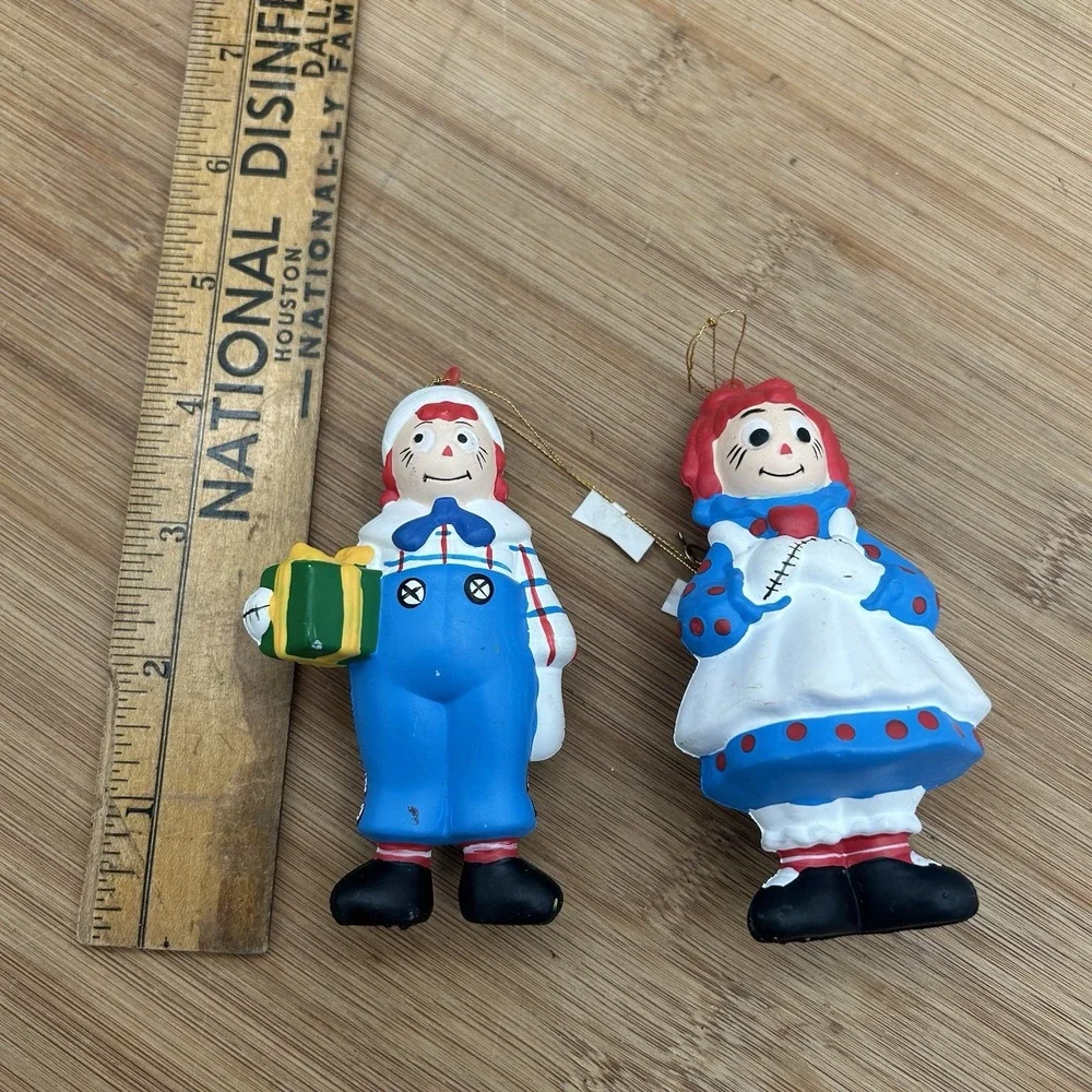 Raggedy Ann & Andy Christmas Ornaments Heart Gift Macmillan Plastic Vintage 1992